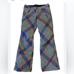 Burton girls Multicolor Plaid ski snow pants EUC